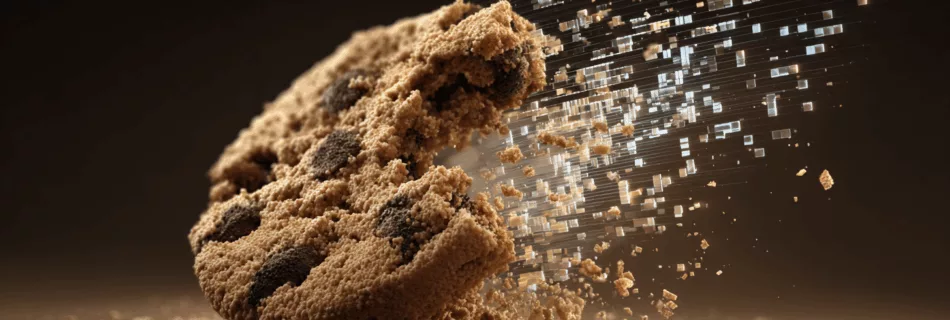 Cookie se désintégrant en pixels - marketing sans cookies tiers