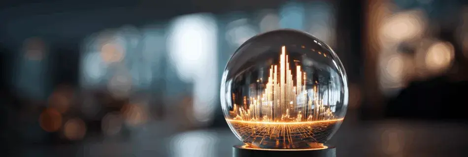 Boule de cristal contenant une ville moderne - vision du futur