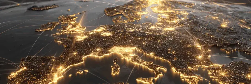 Carte de l'Europe illuminée de nuit - ciblage publicitaire européen