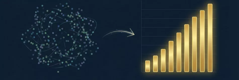 Graphique de performance marketing passant du chaos à la clarté