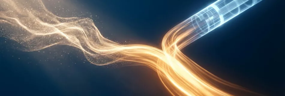 Flux de données lumineux symbolisant la fibre optique et la vitesse