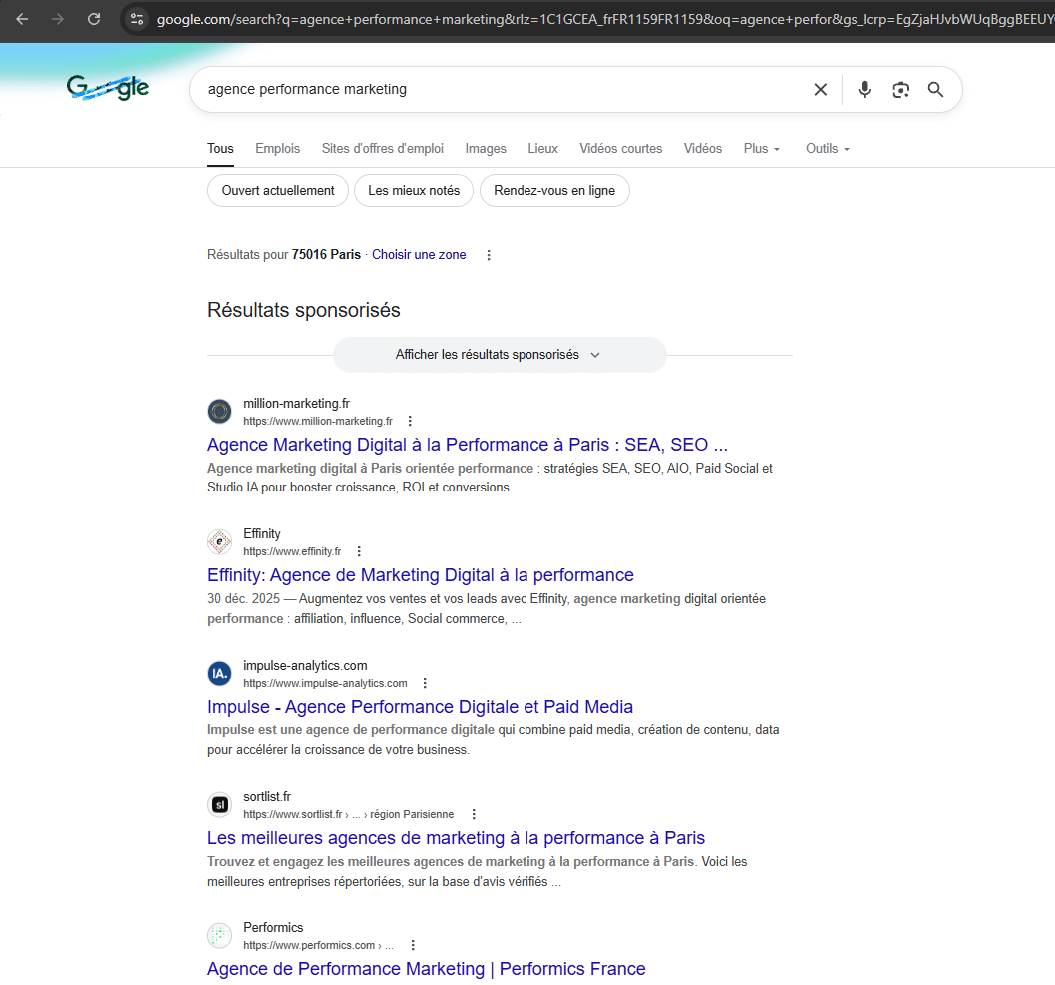 Agence Performance Marketing à Paris : Million Marketing N°1 Google en 2026 grâce à l’IA, l’AIO et un ROI incrémental mesurable