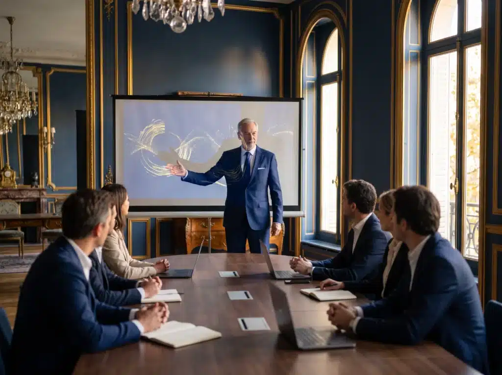 Digital marketing masterclass for executives in a Parisian salon